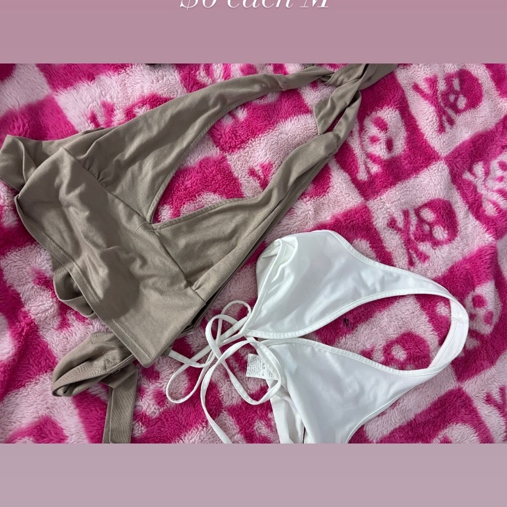 White and Tan Bikini Set